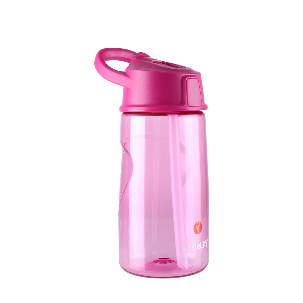 LittleLife Dětská lahev s brčkem Flip-Top Bottle 550 ml Růžová