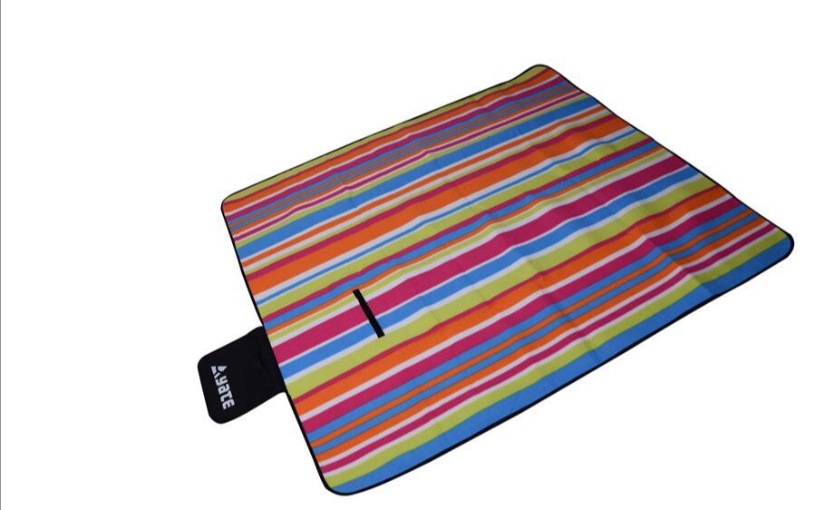 Yate Pikniková deka fleece s Alu fólií růžový proužek