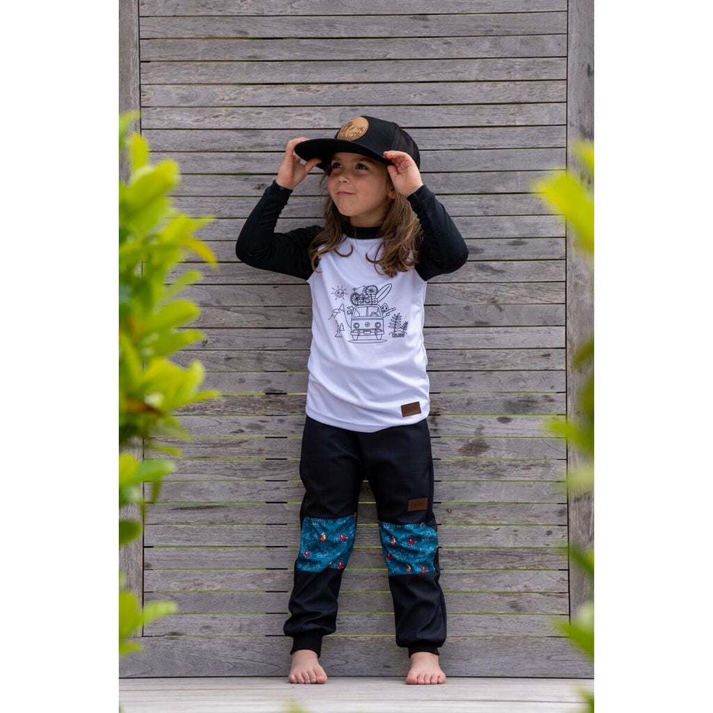 Promaledobrodruhy Dětské softshellové kalhoty bez zateplení black/petrol