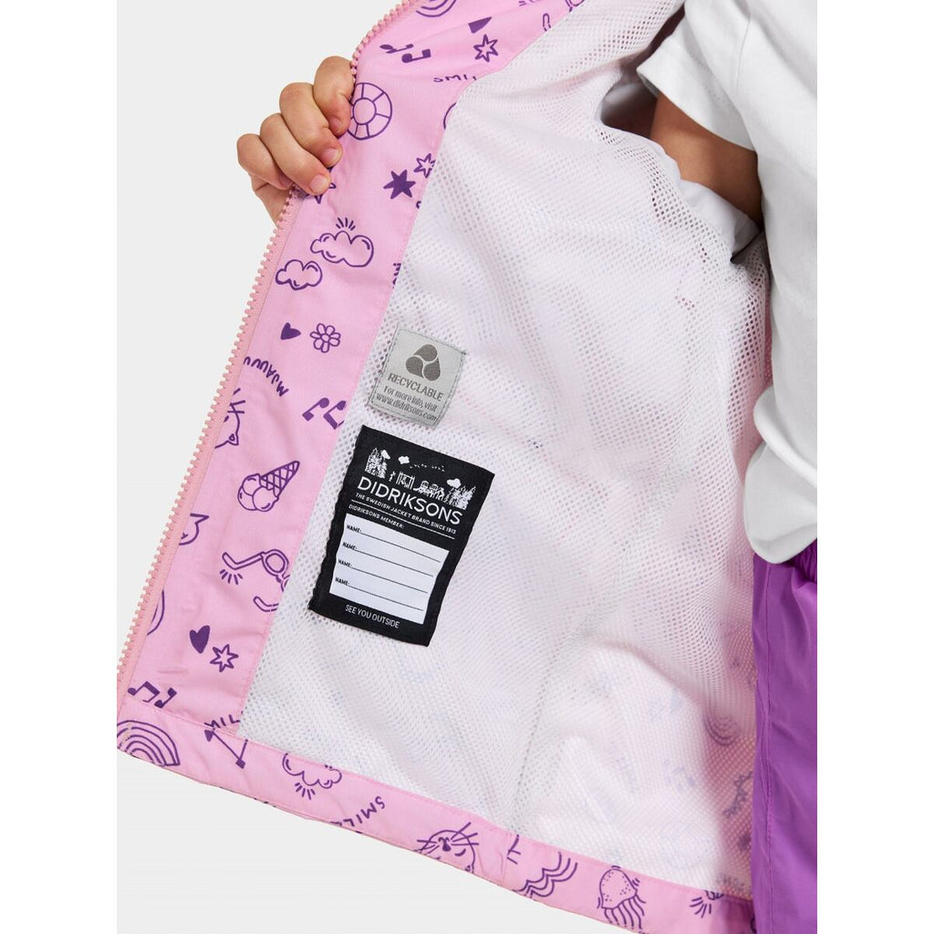 Didriksons Dětská nepromokavá bunda Norma doodle orchid pink - ROSTOUCÍ