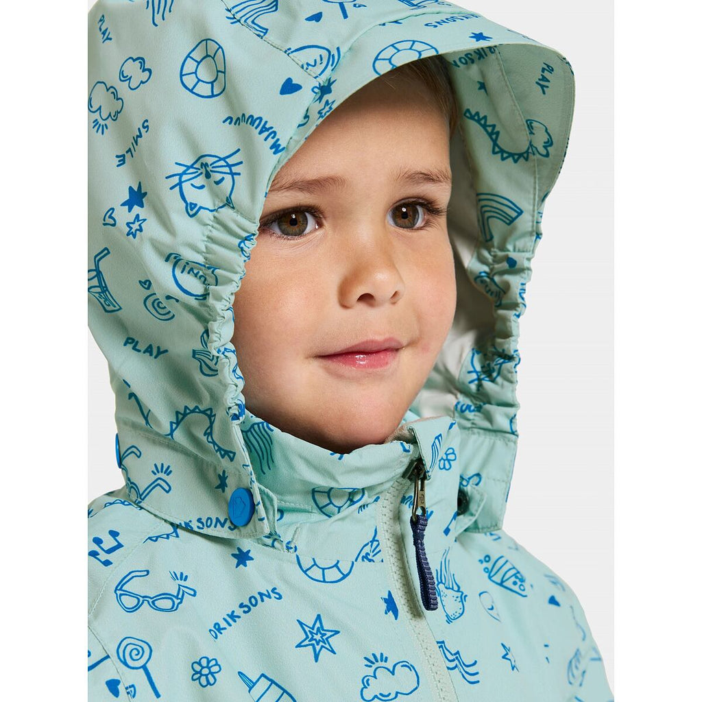 Didriksons Dětská nepromokavá bunda Norma doodle pale mint - ROSTOUCÍ