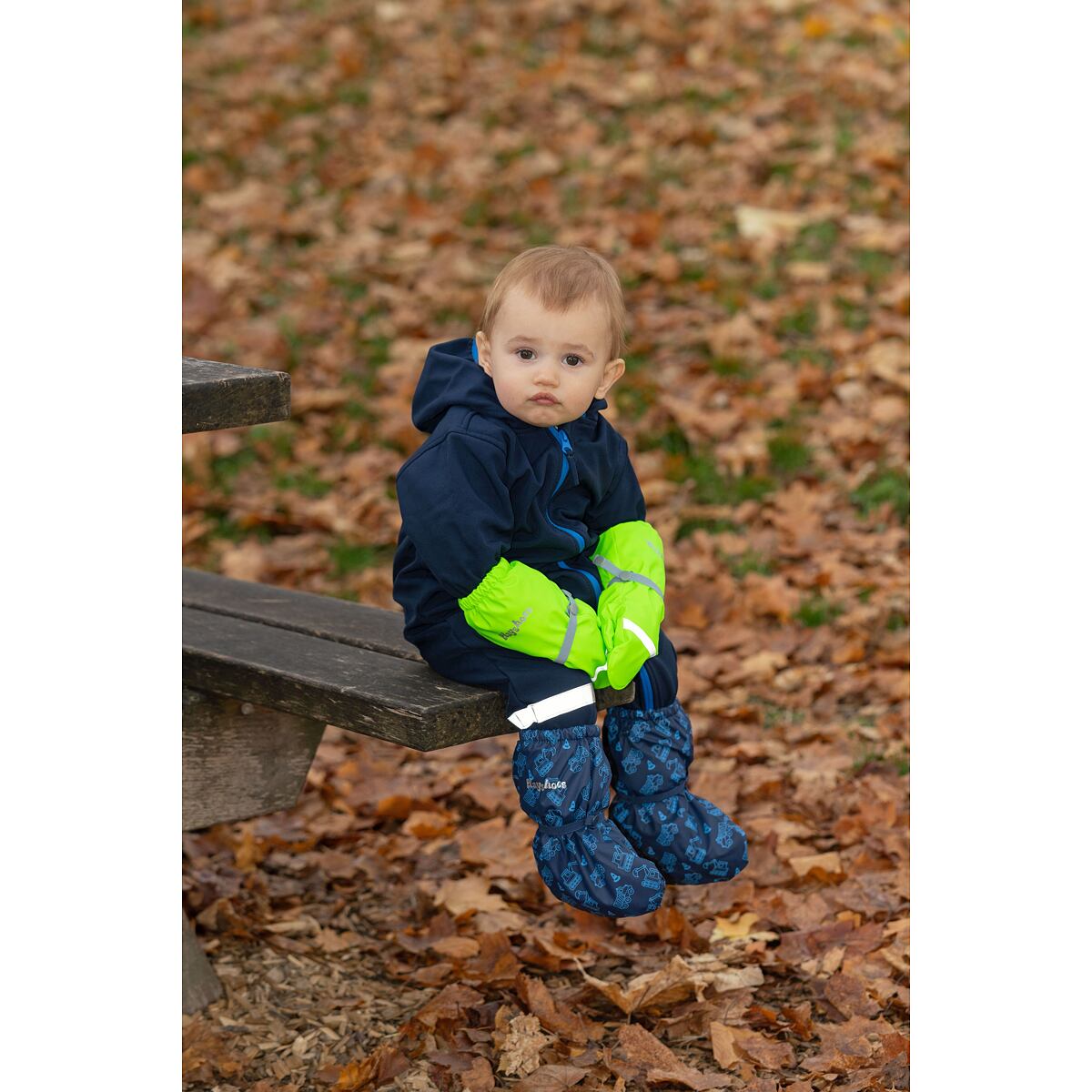 Playshoes Dětské zateplené rukavice do deště neonově zelené