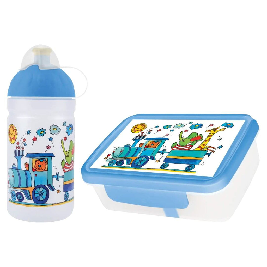 ZDRAVÁ LAHEV® SET ZDRAVÁ LAHEV A ZDRAVÁ SVÁČA svačinový box a lahev 0,5l Vláček se zvířátky